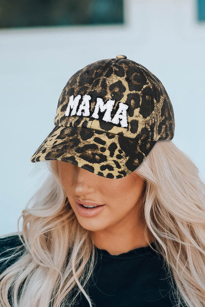 Gorra de béisbol con estampado de leopardo bordado de MAMA