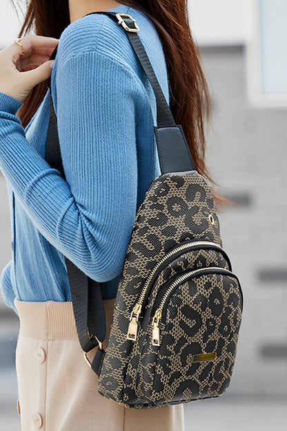 Leopard Print PU Sling Bag