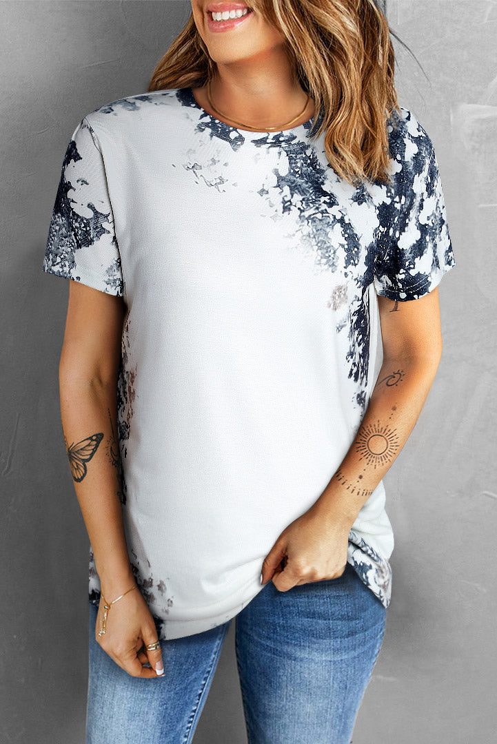 Gray Western Fashion Dyed Bleached T Shirt